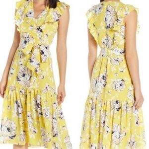 Eliza J Yellow Floral Midi Dress